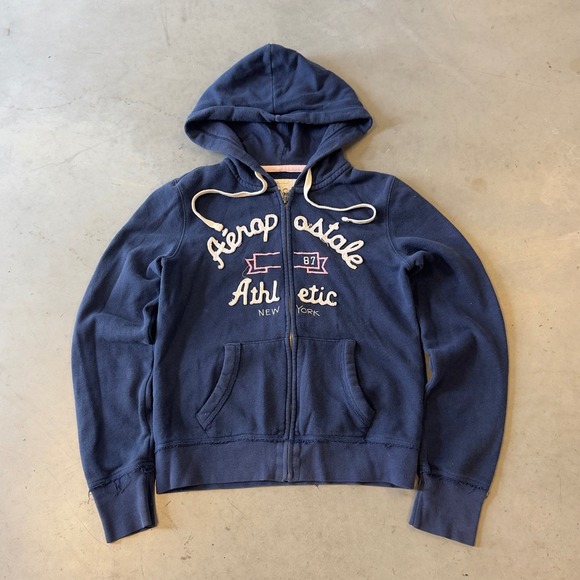 Aeropostale Tops - Aeropostale Womens Navy Blue Athletic Full Zip Hoodie Sweatshirt Medium